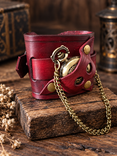 Manchette montre steampunk en cuir