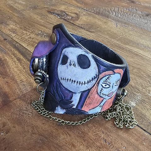 Bracelet-montre en cuir – Jack & Sally | Univers dark romantique & Halloween