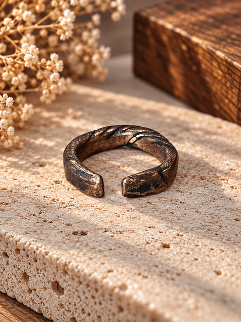 Bague « Écorce » – Taille 55 steampunk médiéval fait main | Atelier AnJo
