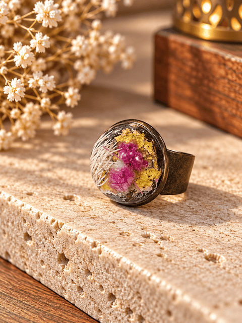 Bague « Herbier d’été » – Réglable du 56 au 58 steampunk médiéval fait main | Atelier AnJo