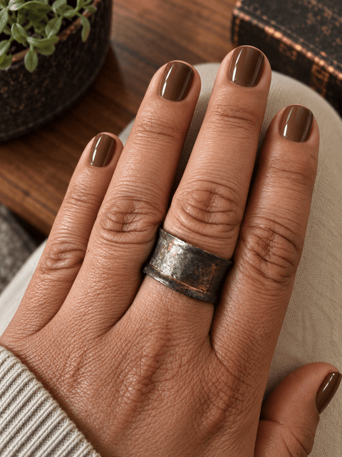 Bague large patinée à bordures en relief – Taille 62 steampunk médiéval fait main | Atelier AnJo