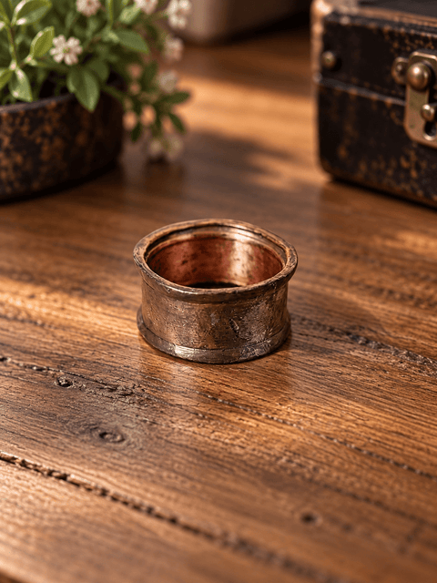Bague large patinée à bordures en relief – Taille 62 steampunk médiéval fait main | Atelier AnJo