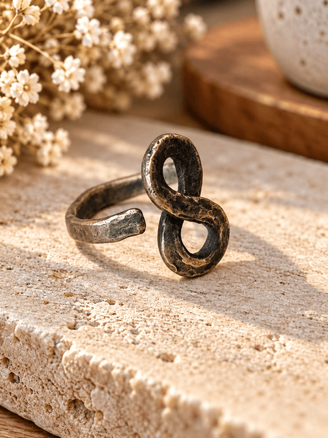 Bague « Lien Infini » – Petite taille 45 steampunk médiéval fait main | Atelier AnJo