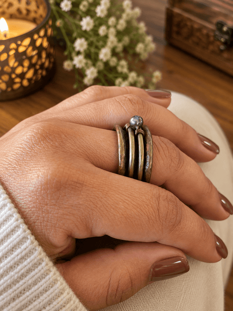 Bague « Lueur de Nuit » – Taille 61,5 steampunk médiéval fait main | Atelier AnJo