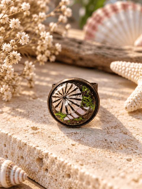Bague « Rivage » – Coquillages – Réglable du 56 au 58 steampunk médiéval fait main | Atelier AnJo