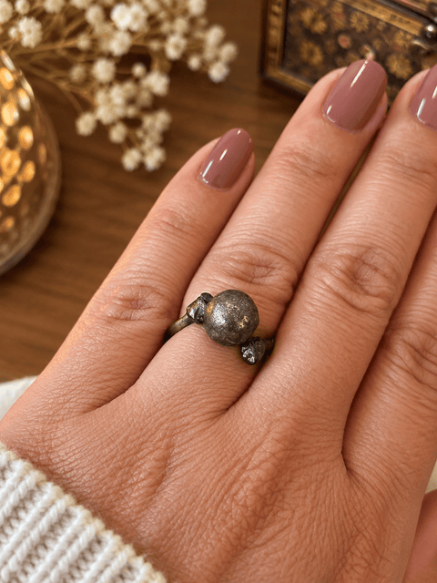 Bague « Secret d’Alchimiste » – Pyrite – Taille 54 steampunk médiéval fait main | Atelier AnJo
