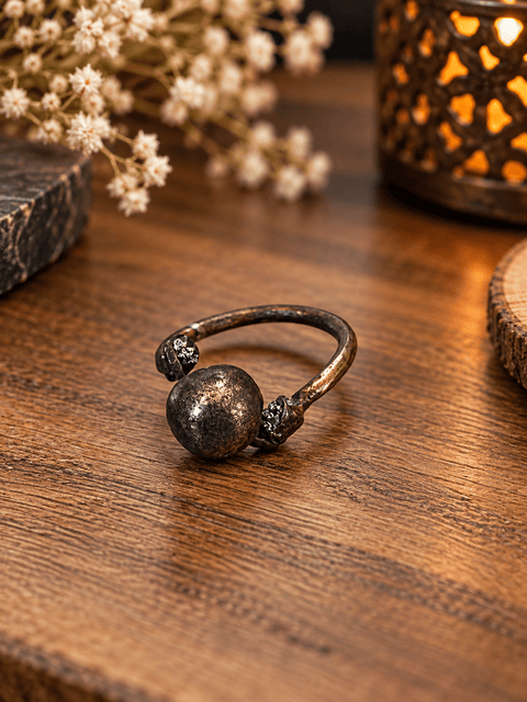 Bague « Secret d’Alchimiste » – Pyrite – Taille 54 steampunk médiéval fait main | Atelier AnJo