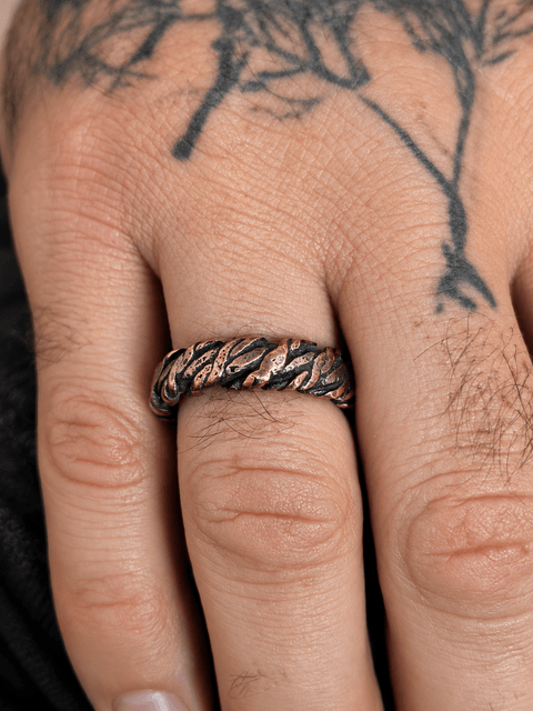 Bague torsadée patinée – Taille 63 steampunk médiéval fait main | Atelier AnJo