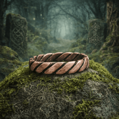 Bague Viking torsadée – Reproduction en cuivre forgé – Taille 18,5 steampunk médiéval fait main | Atelier AnJo