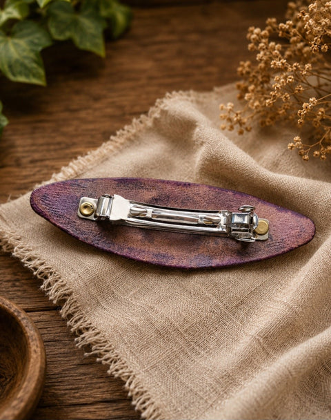 Barrette à Cheveux Fleurie en Cuir – Création Artisanale steampunk médiéval fait main | Atelier AnJo