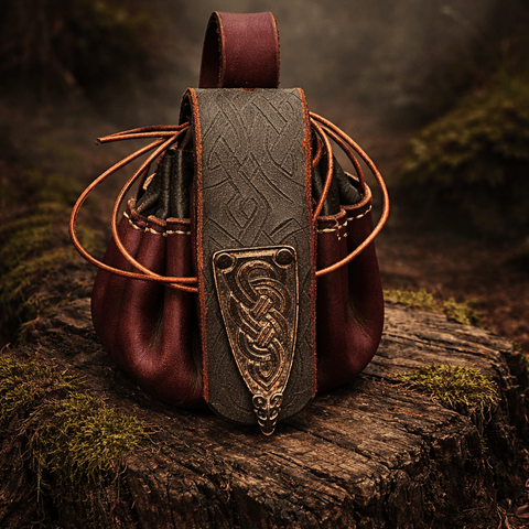 Bourse médiéval en cuir véritable. steampunk médiéval fait main | Atelier AnJo