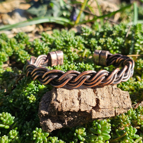 Bracelet cuivre tressé – Bracelet artisanal médiéval – Atelier AnJo steampunk médiéval fait main | Atelier AnJo