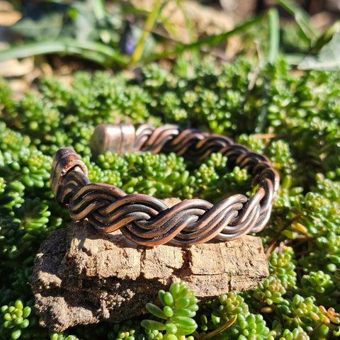 Bracelet cuivre tressé – Bracelet artisanal médiéval – Atelier AnJo steampunk médiéval fait main | Atelier AnJo