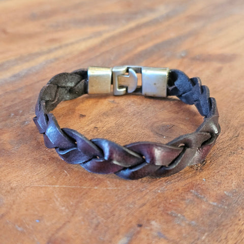 Bracelet en cuir tressé steampunk médiéval fait main | Atelier AnJo