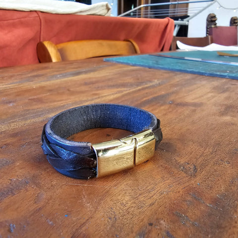 Bracelet en cuir tressé steampunk médiéval fait main | Atelier AnJo