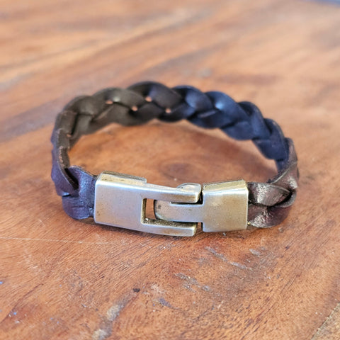Bracelet en cuir tressé steampunk médiéval fait main | Atelier AnJo