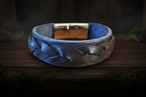 Bracelet en cuir tressé steampunk médiéval fait main | Atelier AnJo