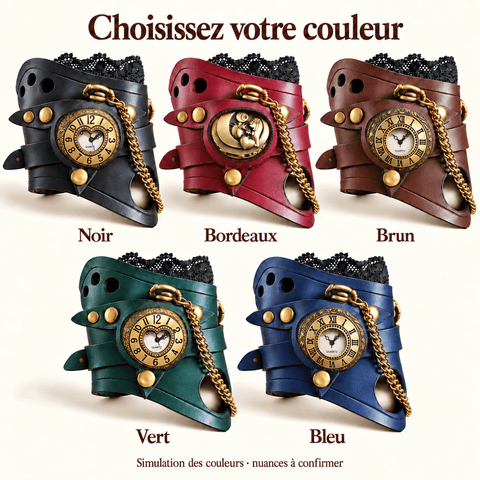 Bracelet-montre steampunk en cuir à personnaliser – Sur commande steampunk médiéval fait main | Atelier AnJo
