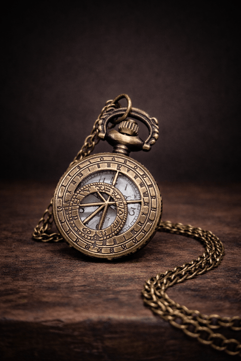 Bracelet - Montre Steampunk en Cuir Bleu – Modèle “Astrolabe du Temps” steampunk médiéval fait main | Atelier AnJo