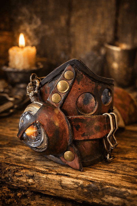 Bracelet montre steampunk post - apocalyptique en cuir steampunk médiéval fait main | Atelier AnJo
