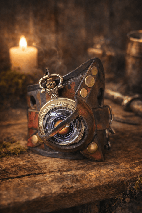 Bracelet montre steampunk post - apocalyptique en cuir steampunk médiéval fait main | Atelier AnJo
