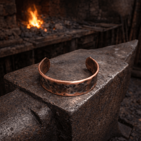 Bracelets en cuivre forgé réglables steampunk médiéval fait main | Atelier AnJo