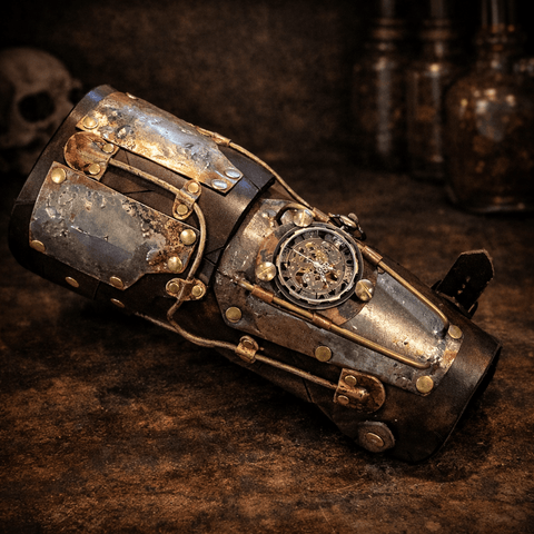 Brassard steampunk avec montre steampunk médiéval fait main | Atelier AnJo