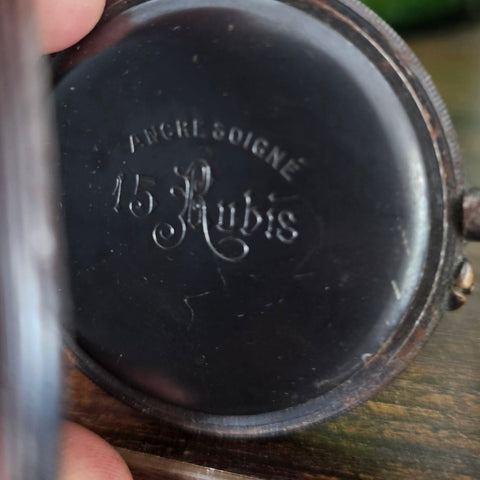 Brassard steampunk en cuir – Montre à gousset ancienne 15 rubis steampunk médiéval fait main | Atelier AnJo