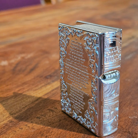 Briquet bible argenté steampunk médiéval fait main | Atelier AnJo