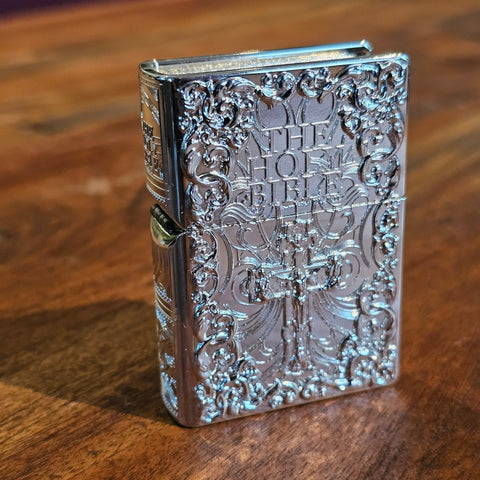Briquet bible argenté steampunk médiéval fait main | Atelier AnJo
