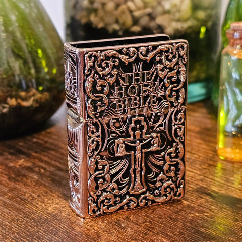 Briquet essence Bible cuivre rose – Zorro steampunk médiéval fait main | Atelier AnJo