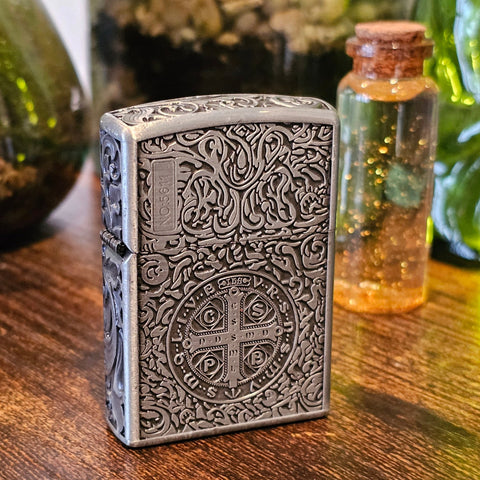 Briquet essence exorciste série limitée acier polie steampunk médiéval fait main | Atelier AnJo