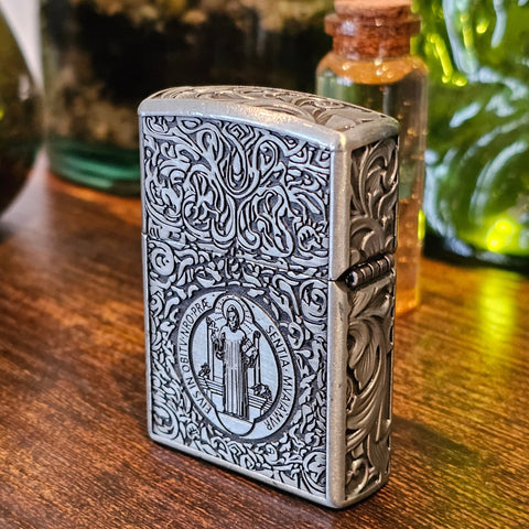 Briquet essence exorciste série limitée acier polie steampunk médiéval fait main | Atelier AnJo