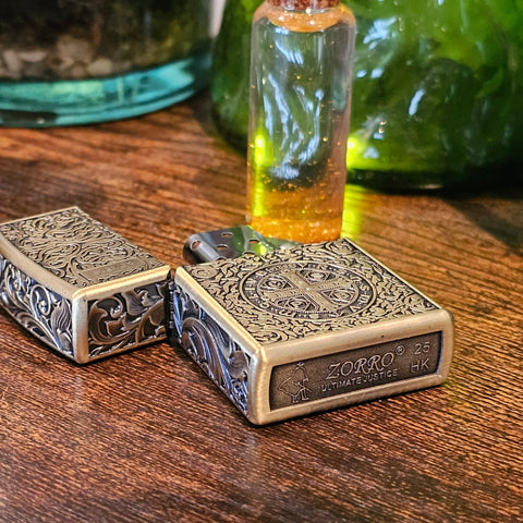Briquet essence Exorciste – Série limitée en laiton (Zorro) steampunk médiéval fait main | Atelier AnJo