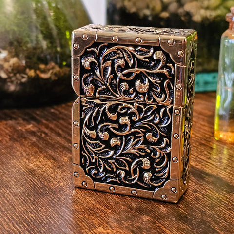 Briquet essence floral laiton – Zorro steampunk médiéval fait main | Atelier AnJo