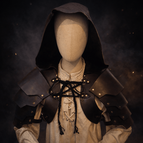 Capuchon & Épaulières en cuir – Taille réglable S à L " Capuchon Assasin " steampunk médiéval fait main | Atelier AnJo