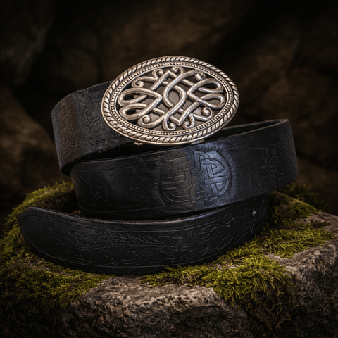 Ceinture en cuir ciselée 3 mm – 74 à 90 cm – 4 cm – Atelier artisanal steampunk médiéval fait main | Atelier AnJo