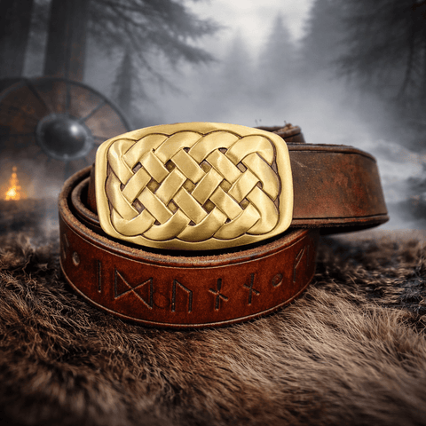 Ceinture viking en cuir repoussé à la main – Artisanale | 79 à 104 cm steampunk médiéval fait main | Atelier AnJo