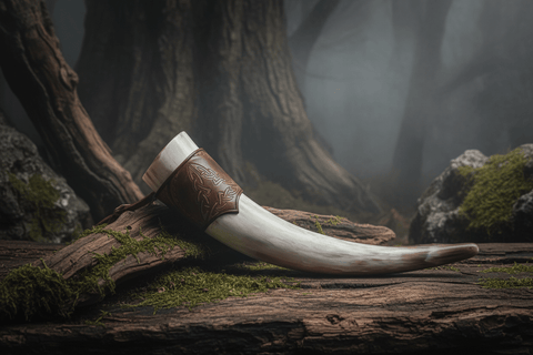 Corne à boire viking traditionnelle – Cuir repoussé style celtique steampunk médiéval fait main | Atelier AnJo