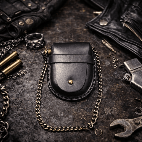 Étui à montre à gousset en cuir – Style steampunk motard rock steampunk médiéval fait main | Atelier AnJo