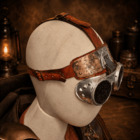 Lunettes post - apocalyptiques en cuir et métal – fabrication artisanale steampunk médiéval fait main | Atelier AnJo