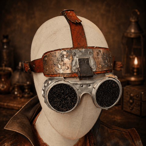 Lunettes post - apocalyptiques en cuir et métal – fabrication artisanale steampunk médiéval fait main | Atelier AnJo