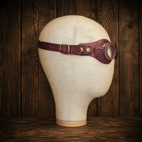 Lunettes Steampunk en Cuir Rouge – Fait Main – Atelier AnJo steampunk médiéval fait main | Atelier AnJo