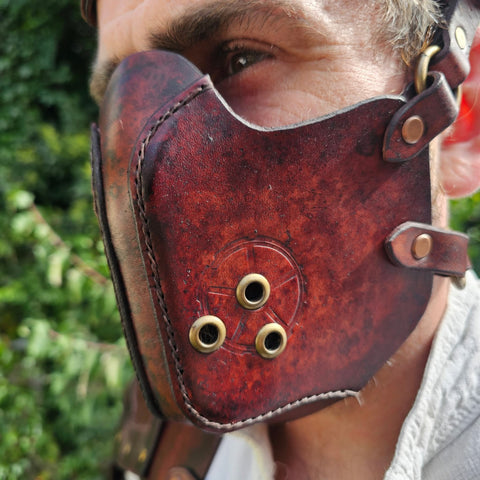 Masque motard en cuir steampunk médiéval fait main | Atelier AnJo