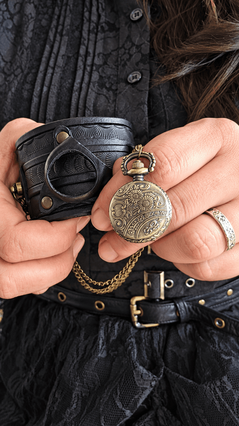 Montre de poignet en cuir avec montre à gousset – artisanale steampunk steampunk médiéval fait main | Atelier AnJo