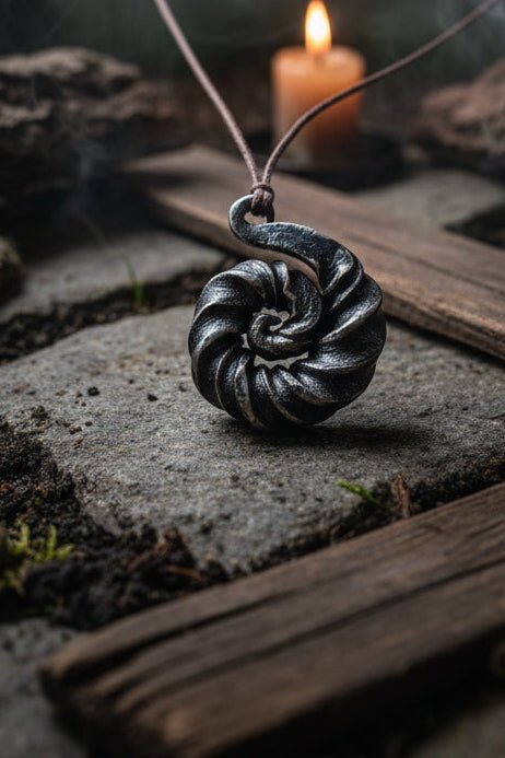 Notil – Escargot, pendentif artisanal médiéval forgé à la main | Atelier Thorfin Taranisosson steampunk médiéval fait main | Atelier AnJo