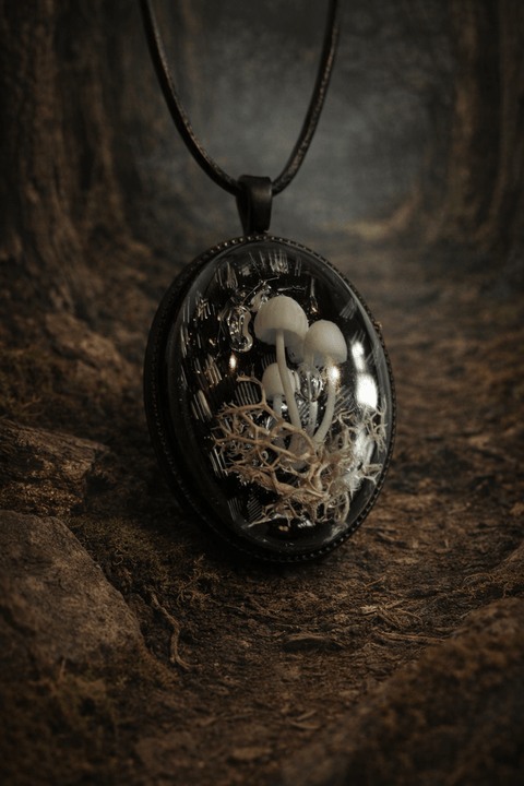 Pendentif artisanal – Univers forestier & mystique steampunk médiéval fait main | Atelier AnJo