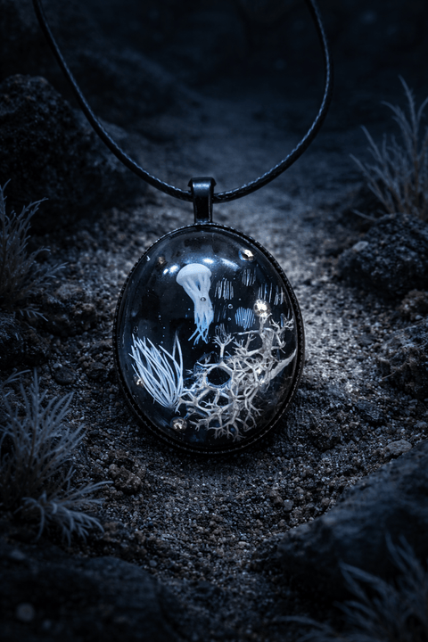 Pendentif Micro - Monde Abyssal – Méduse des Profondeurs | Bijou Océanique Artisanal steampunk médiéval fait main | Atelier AnJo
