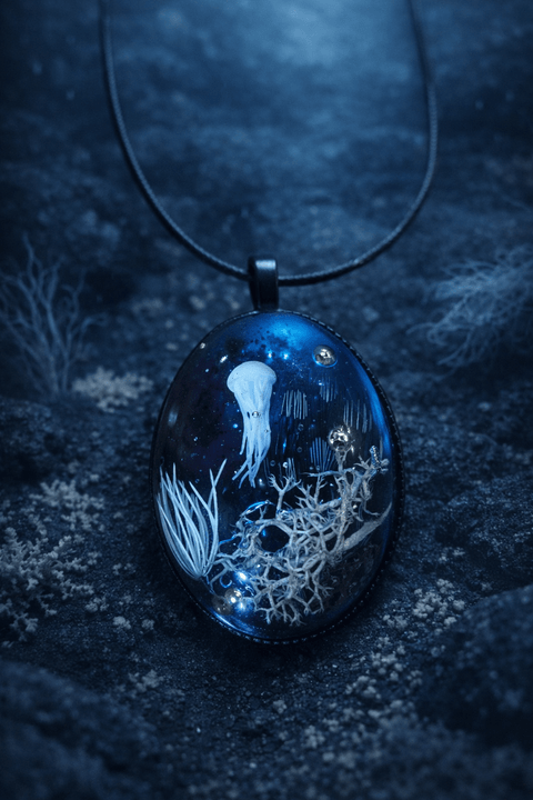 Pendentif Micro - Monde Abyssal – Méduse des Profondeurs | Bijou Océanique Artisanal steampunk médiéval fait main | Atelier AnJo