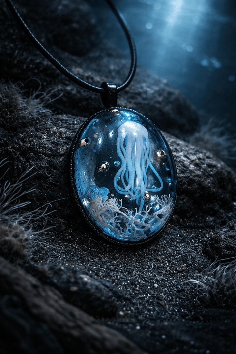 Pendentif Micro - Monde Océan Abyssal – Méduse des Profondeurs | Bijou Artisanal Mystique steampunk médiéval fait main | Atelier AnJo